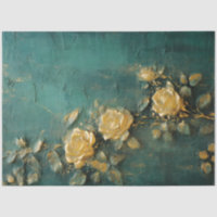 Vintage gold English roses emerald deep green