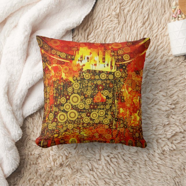 Vintage Gold Fire Abstract  Cushion (Blanket)
