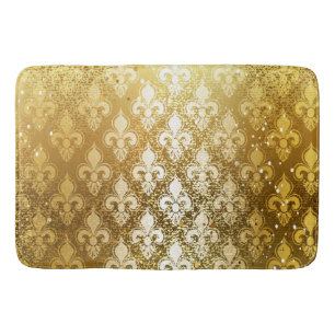 Vintage,gold,fleur de lis,antique,vintage,chic,fun bath mat
