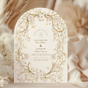 Vintage Gold Floral Elegant Wedding Invitation
