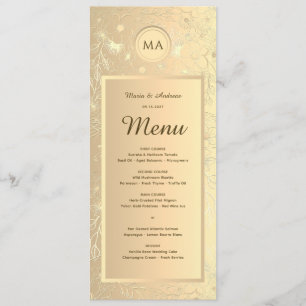 Vintage Gold Floral Faux Gold Foil Wedding Menu