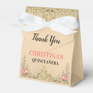 Vintage Gold Floral Quinceañera Welcome  Favour Box