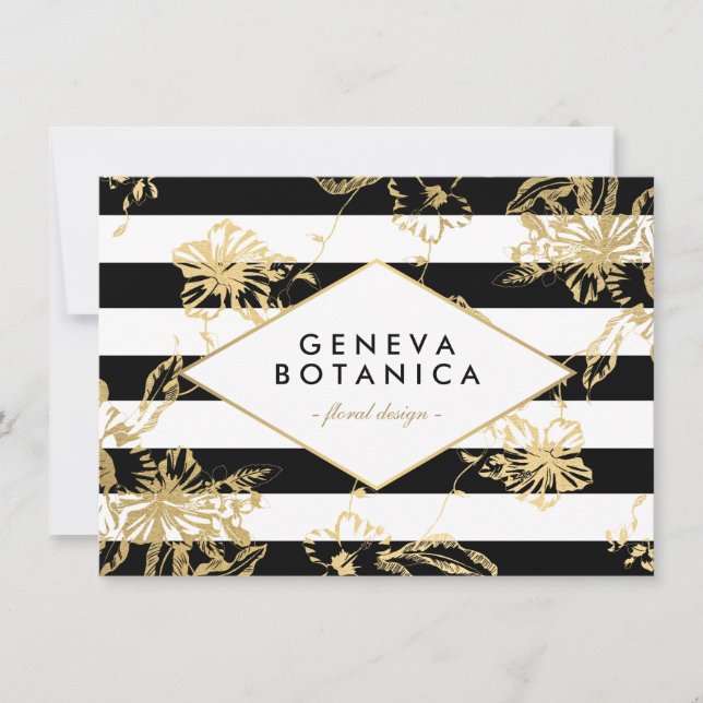 Vintage Gold Floral Striped Gift Certificate (Front)