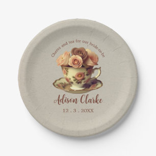 Vintage Gold Floral Tea Party Bridal Shower Paper Plate