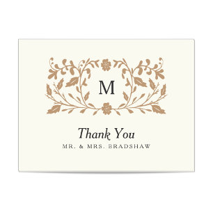 Vintage Gold Floral Thank You Card