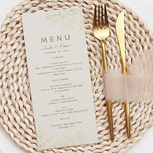 Vintage Gold Floral Wedding Menu