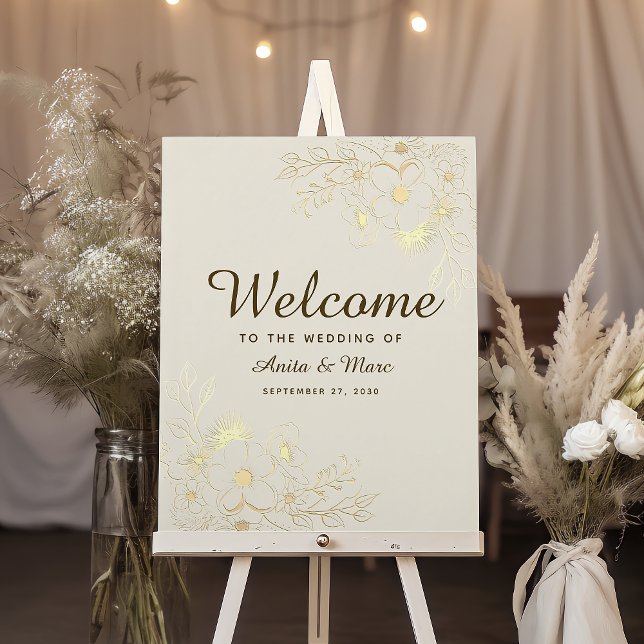 Vintage Gold Floral Wedding Welcome Sign (Creator Uploaded)
