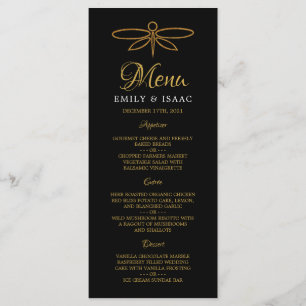 Vintage Gold Foil Dragonfly Wedding Menu