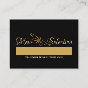 Vintage Gold Foil Dragonfly Wedding Menu Selection