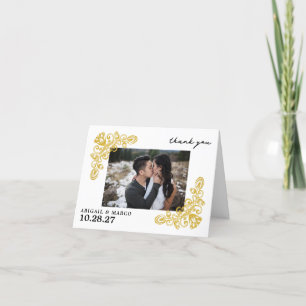 Vintage Gold Folded Thank You Card