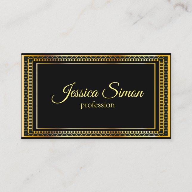 Vintage Gold Frame In Black Background Business Card (Front)