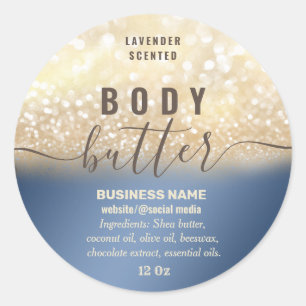 Vintage gold glittery body butter label