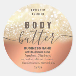 Vintage gold glittery body butter label