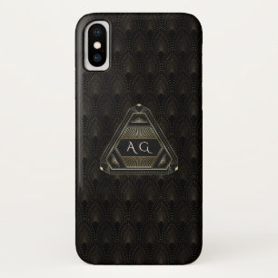 Vintage Gold Great Gatsby Art Deco Monogram iPhone X Case