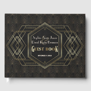 Vintage Gold Great Gatsby Wedding Details Guest Book