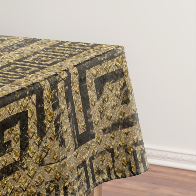 Vintage Gold  Greek Meander Pattern Tablecloth (In Situ)