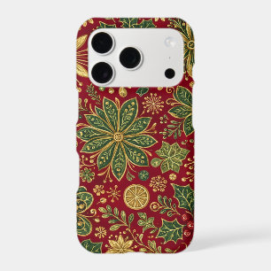 Vintage Gold Green Holly Christmas Botanical