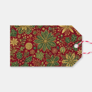 Vintage Gold Green Holly Christmas Botanical Gift Tags