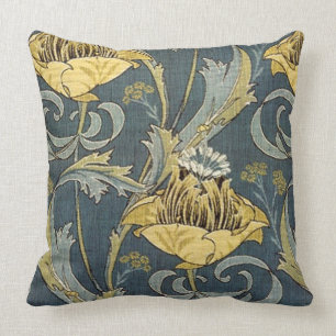 Vintage Gold & Grey Floral Cushion