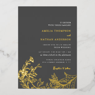 Vintage Gold Grey Floral Wedding