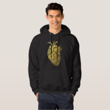 Vintage Gold Heart Men's Hooded Sweatshirt