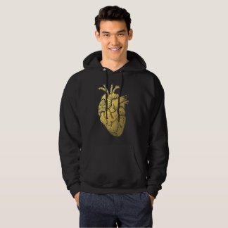 Vintage Gold Heart Men's Hooded Sweatshirt