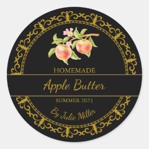 Vintage Gold Homemade Apple Butter Label Black