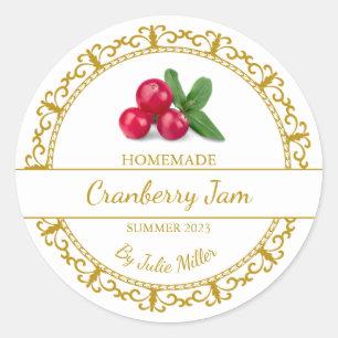 Vintage Gold Homemade Cranberry Jam Label