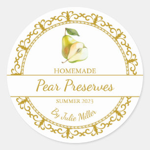 Vintage Gold Homemade Pear Preserves Label
