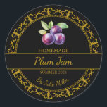 Vintage Gold Homemade Plum Jam Label | Black<br><div class="desc">Special for you!</div>
