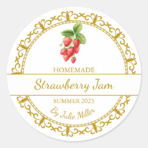 Vintage Gold Homemade Strawberry Jam Label