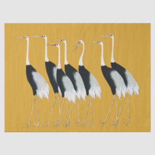 Vintage Gold Japanese Cranes Fine Art Graphic Tissue Paper