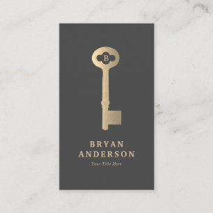Vintage Gold Key Business Card