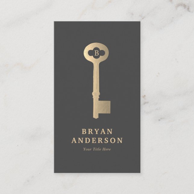 Vintage Gold Key Business Card (Front)