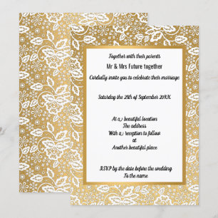 VINTAGE GOLD LACE WEDDING INVITATION