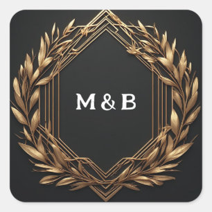 Vintage Gold Laurel Emblem Arch ✨ Square Sticker