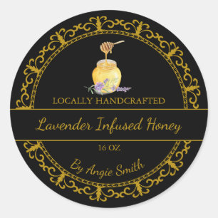 Vintage Gold Lavender Infused Honey Label