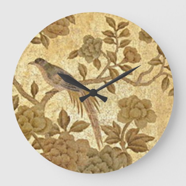 Vintage Gold Leaf  with Bird Wall Clock (Front)