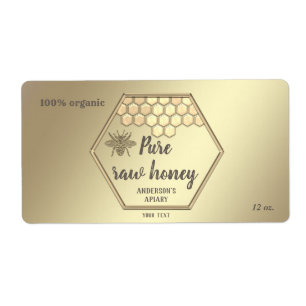 Vintage gold luxury bee honey comb honey jar squar