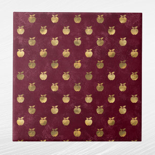 Vintage Gold Maroon Apples Ceramic Tile