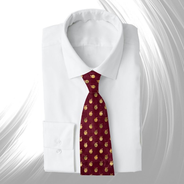 Vintage Gold Maroon Apples Tie (Creator Uploaded)