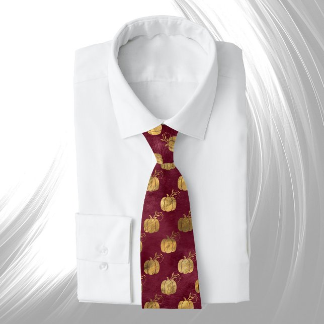 Vintage Gold Maroon Pumpkin Tie (Creator Uploaded)