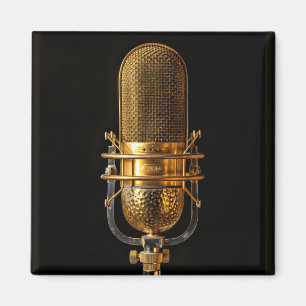 Vintage gold microphone magnet