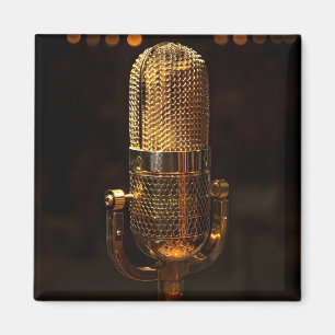 Vintage gold microphone magnet