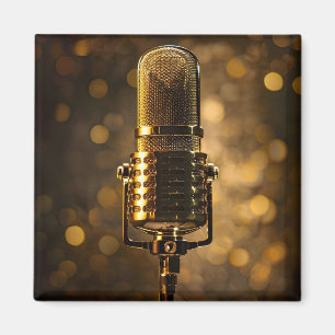 Vintage gold microphone magnet
