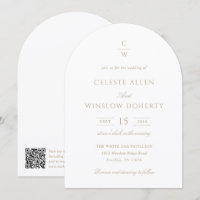 Vintage Gold Monogram Classic QR Code Wedding