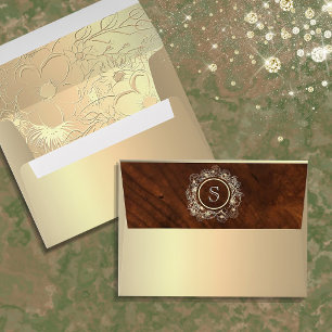 Vintage Gold Monogram Wedding Envelope