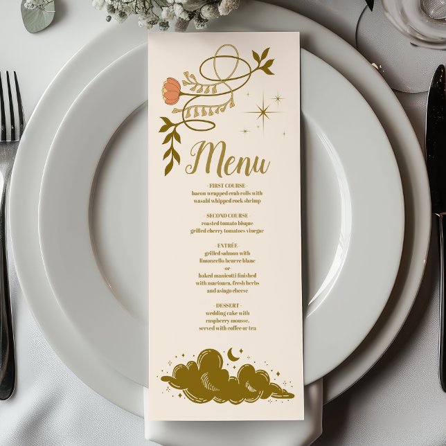 Vintage Gold Mystical Botanical Wedding Menu (Creator Uploaded)