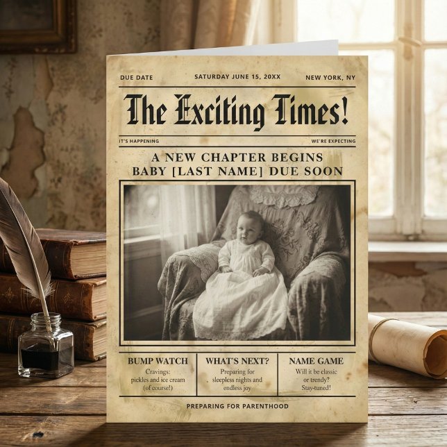 vintage gold Newspaper Pregnancy Announcement (Creator Uploaded)