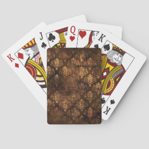 Vintage Gold on Brown Damask Playing Cards
